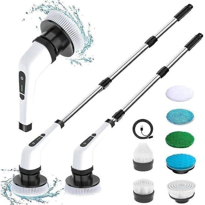 7-in-1 Electric Cleaning Brush For Windows Toilet Kitchen Wall Cleaner LED Display Handheld Shower Scrubber Bathroom Cleaning Tools- Multicolor