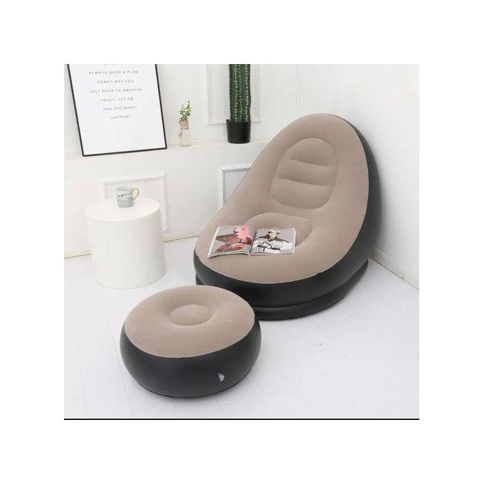 Inflatable lounge chair and ottoman set