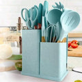 Premium Silicone Kitchen Utensil & Knife Set with Organizer