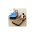 Inflatable air lounger with an integrated extension