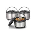 Three insulated stainless steel hot pots (casseroles)