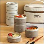 4 piece stackable, insulated lunch box set with a carrying bag (Original)