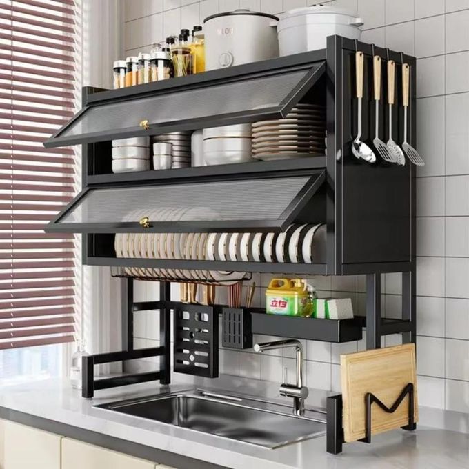 2 Layers Over The Sink Dish Rack - Double Sized Sink ( Not Assembled) -Black
