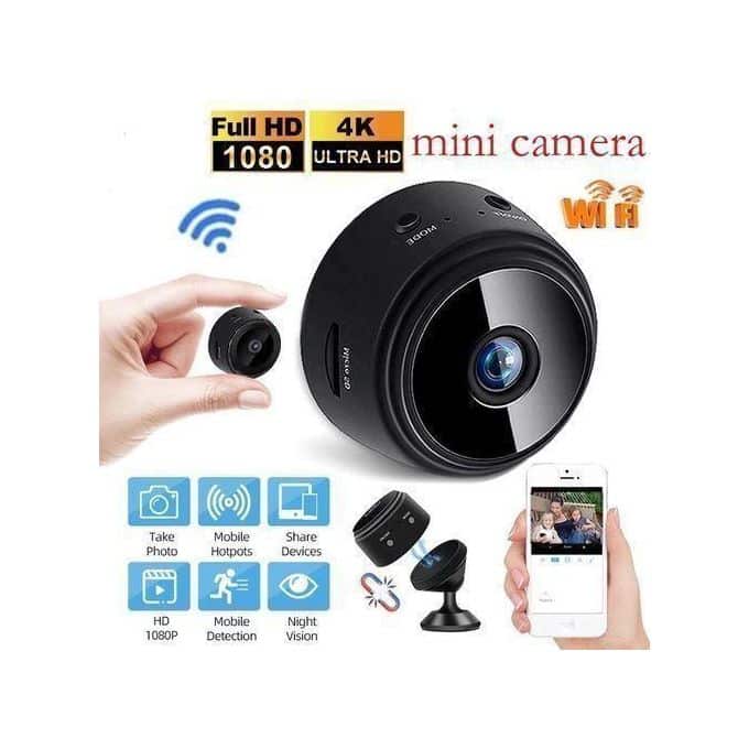 Compact Full HD/4K Ultra HD Wi-Fi Mini Camera with Night Vision and Motion Detection - Black