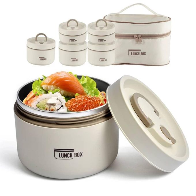 4 piece stackable, insulated lunch box set with a carrying bag (Original)