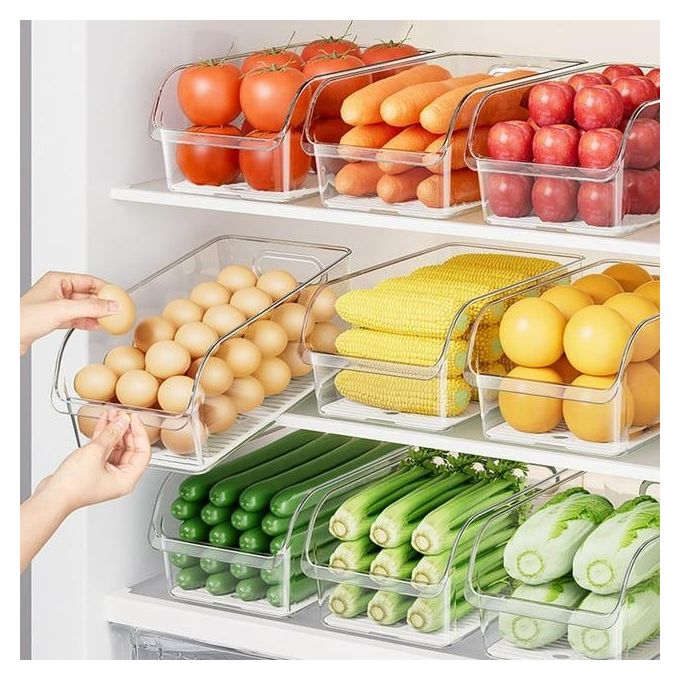 Premium Clear Stackable Fridge & Pantry Organizer Bins