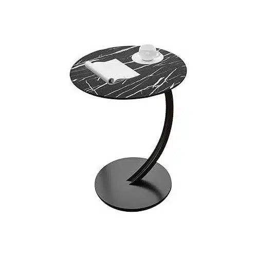 Modern C-Frame Round Side Table – Minimalist Laptop & Coffee Desk