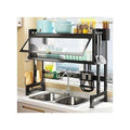 (75CM Single Sink)Over The Sink Dish Drying Rack Dish Drainer For Storage Kitchen Counter Organization Display - Black