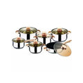 12-Piece Premium Stainless Steel Cookware Set with Gold Accents