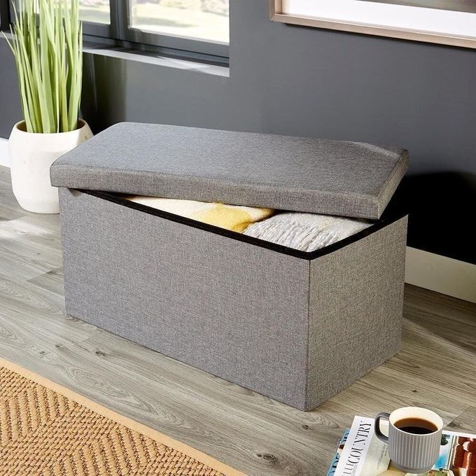 Collapsible storage ottoman bench