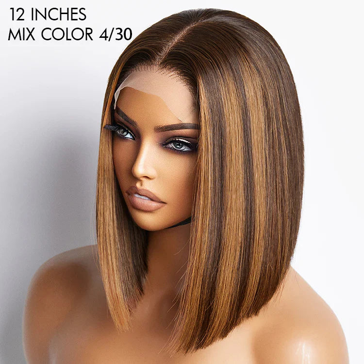 Chestnut Caramel Highlighted Bob – HD Lace Frontal Unit