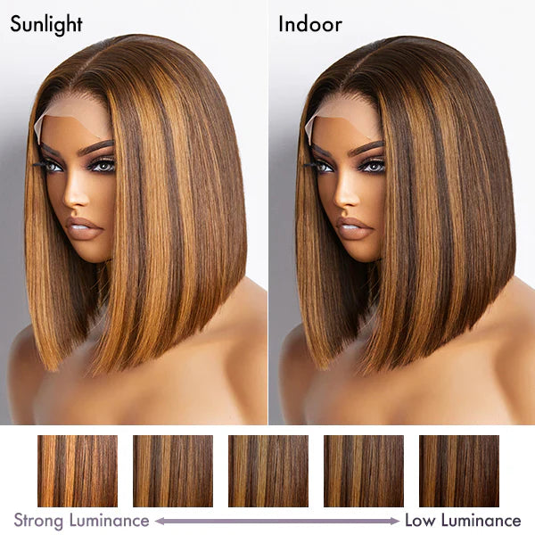 Chestnut Caramel Highlighted Bob – HD Lace Frontal Unit