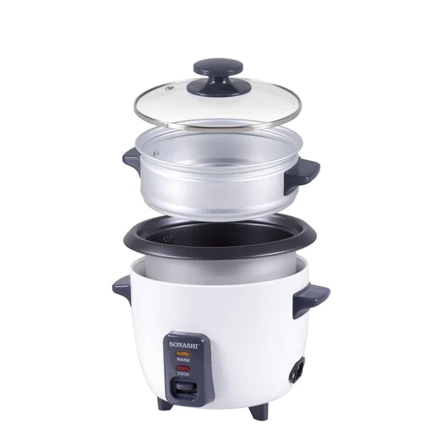 Sonashi Electric Rice Cooker & Food Steamer with Glass Lid