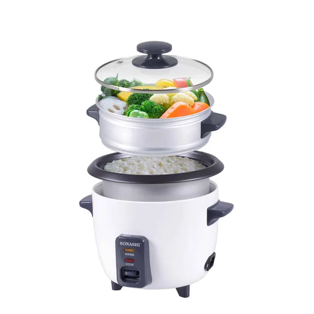 Sonashi Electric Rice Cooker & Food Steamer with Glass Lid