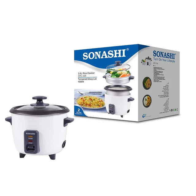 Sonashi Electric Rice Cooker & Food Steamer with Glass Lid