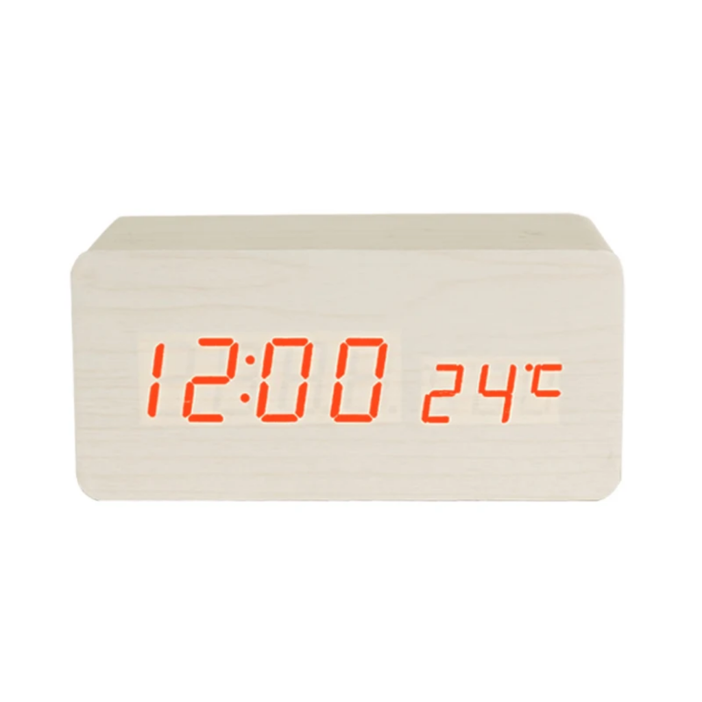 Multi-Functional Wooden LED Digital Alarm Clock