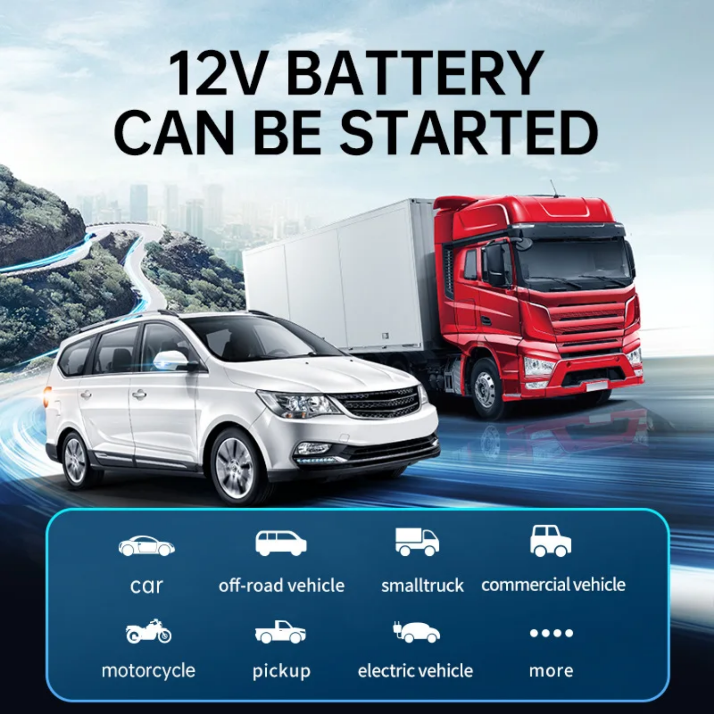 4-in-1 Portable Car Jump Starter, Tire Inflator & Power Bank