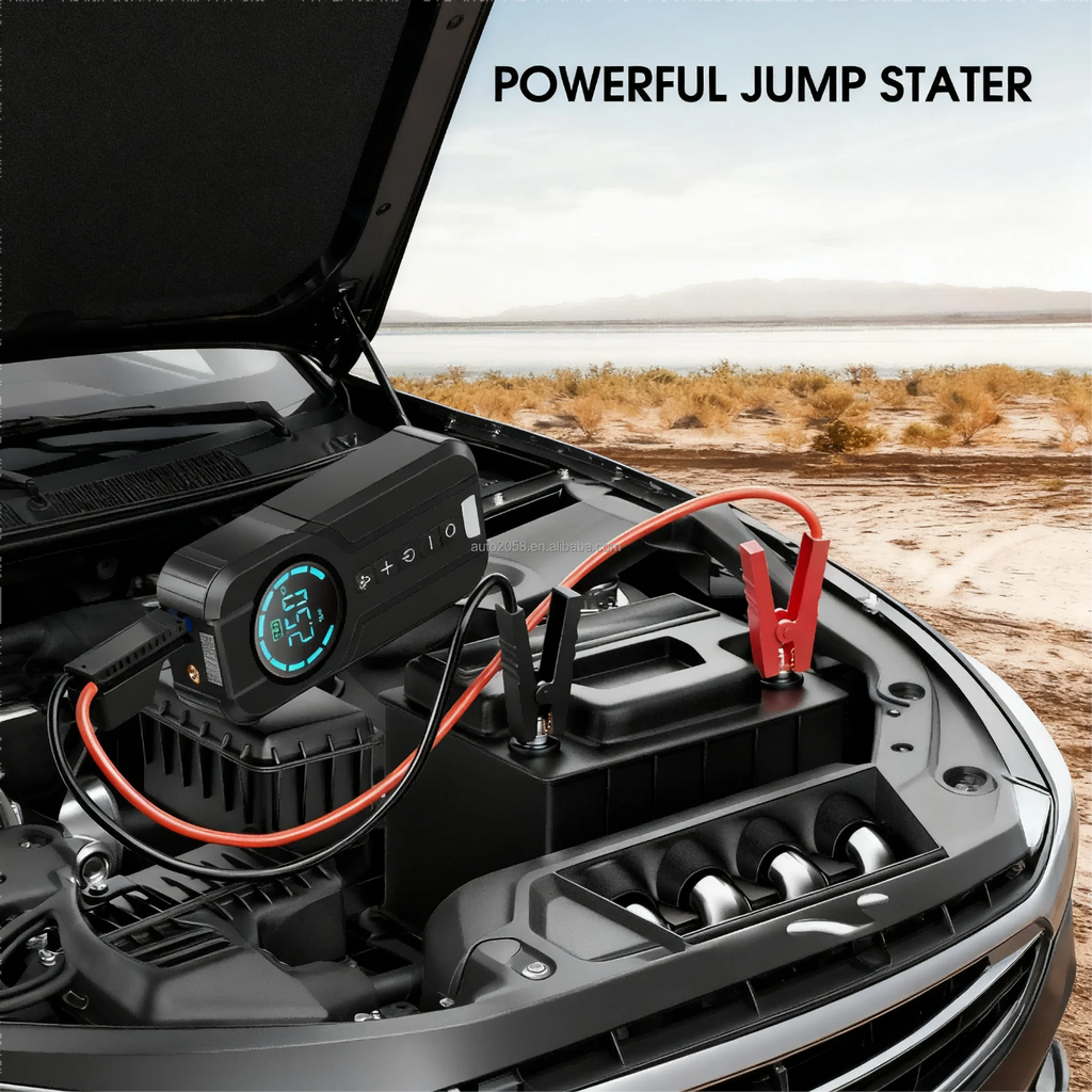 4-in-1 Portable Car Jump Starter, Tire Inflator & Power Bank