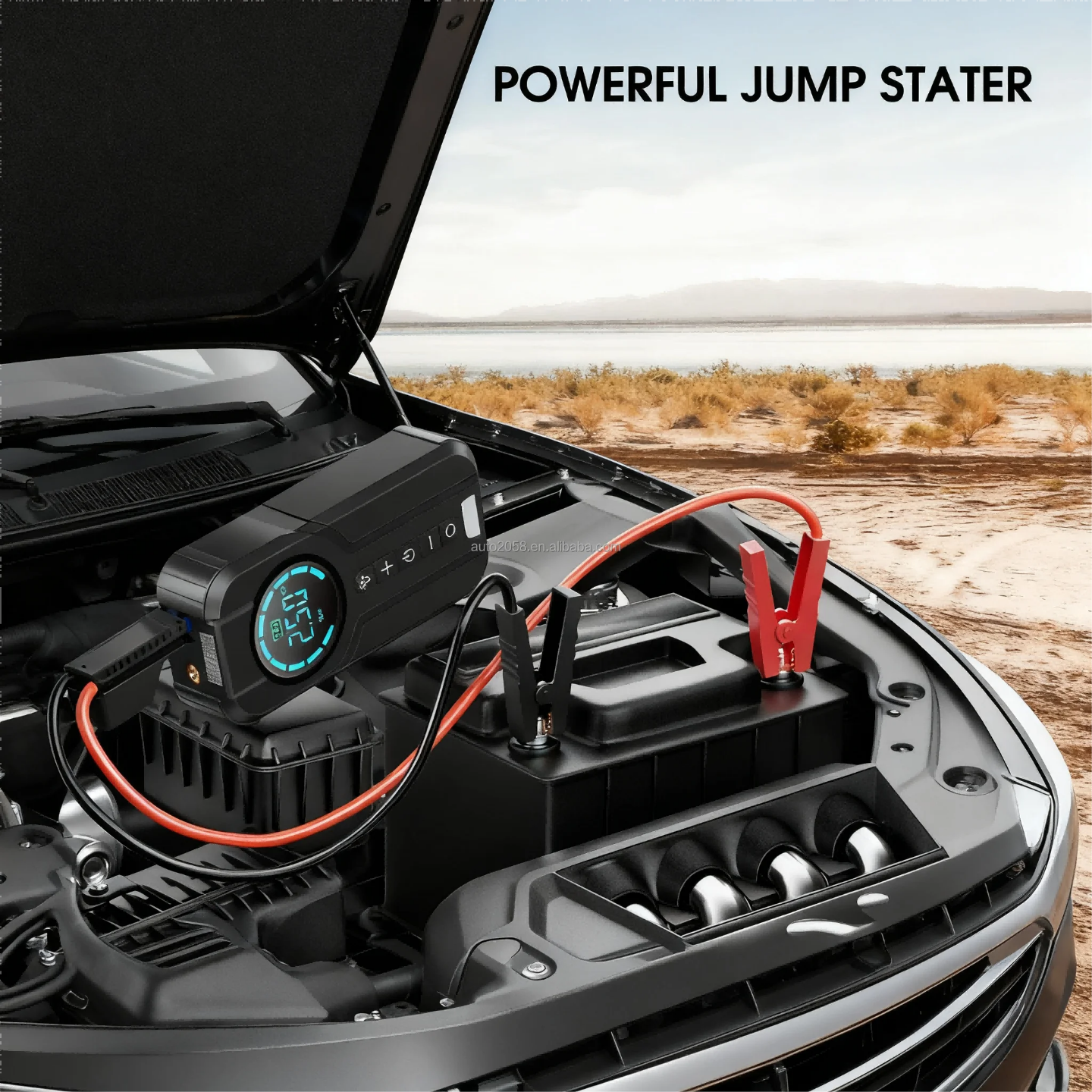 4-in-1 Portable Car Jump Starter, Tire Inflator & Power Bank