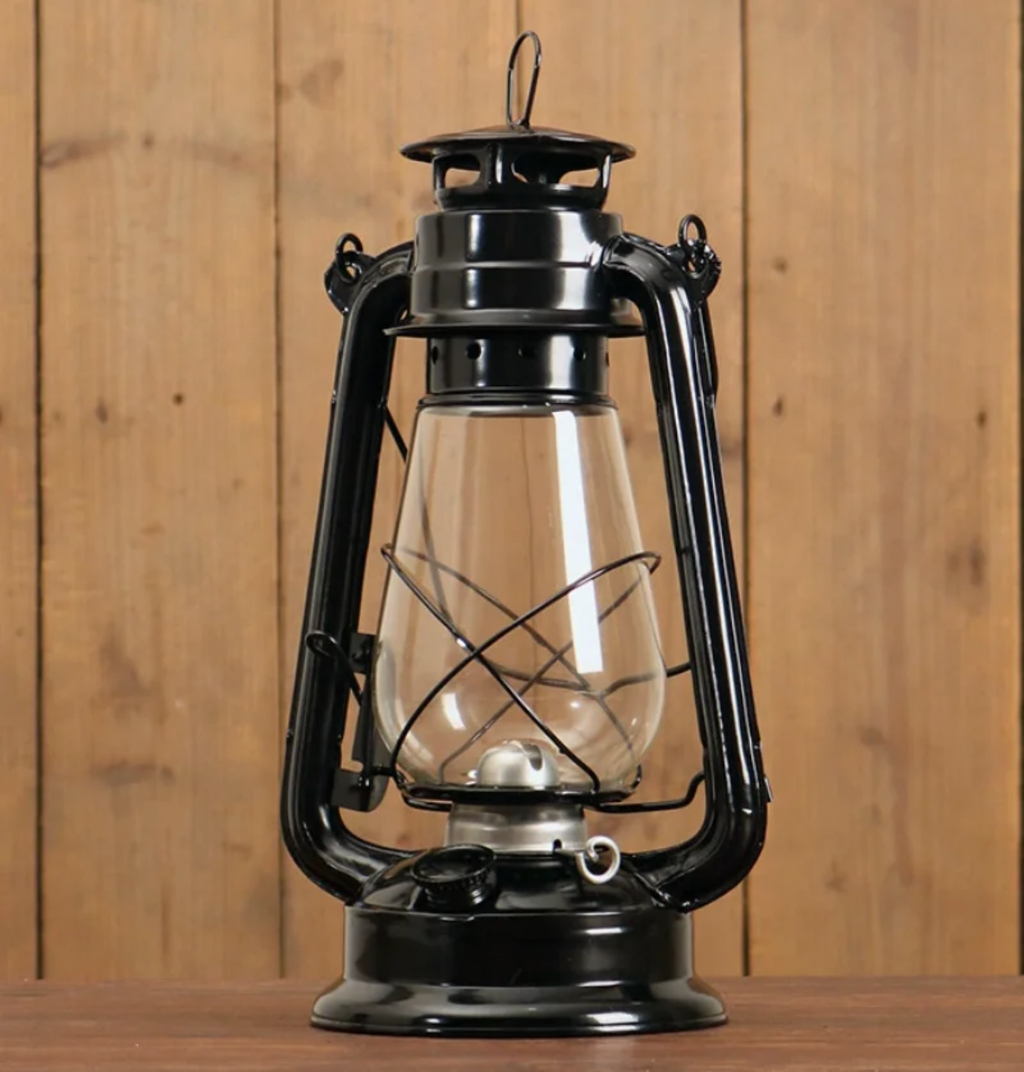 Vintage Metallic Blue Hurricane Oil Lantern / Storm Lamp