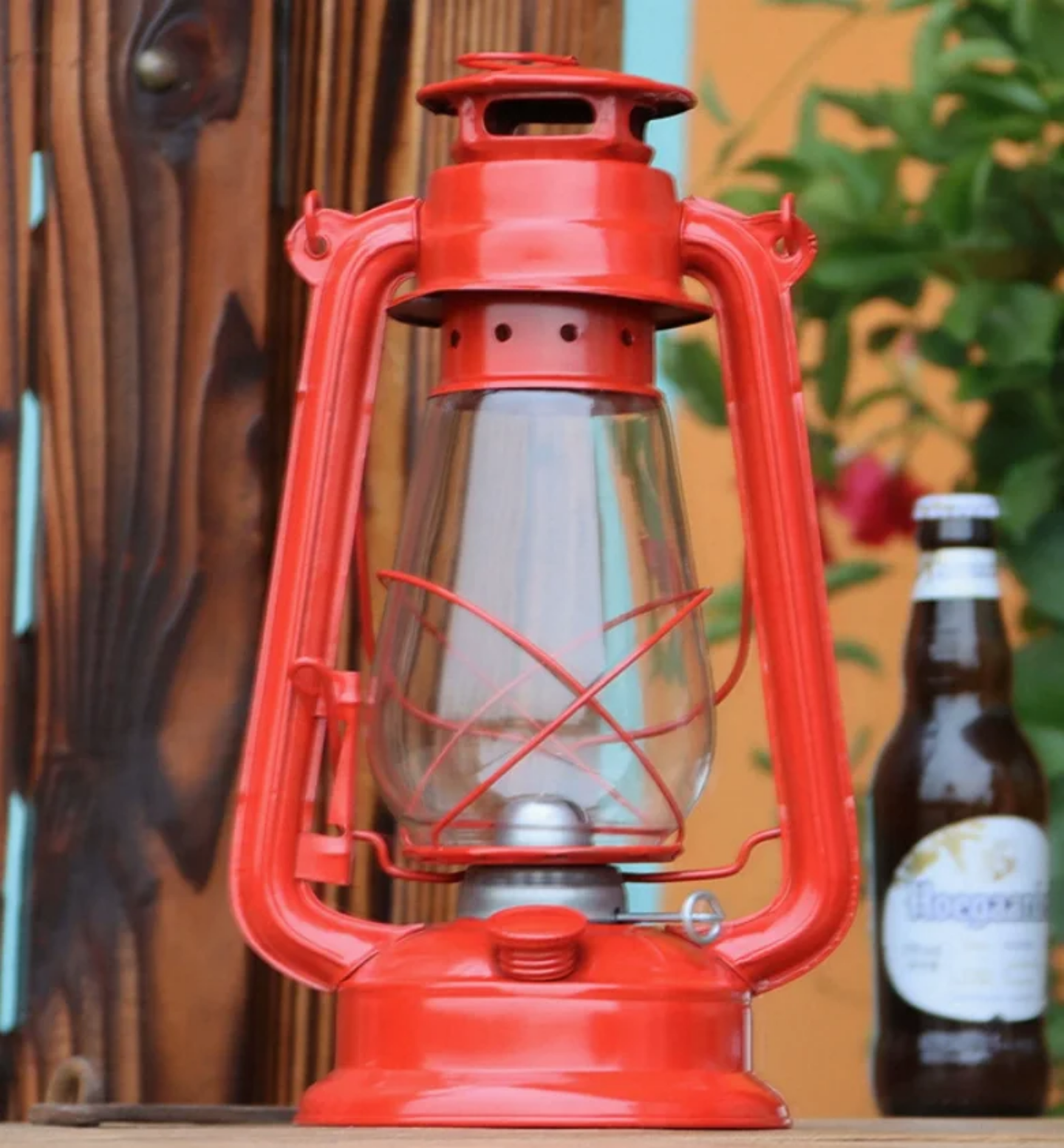 Vintage Metallic Blue Hurricane Oil Lantern / Storm Lamp
