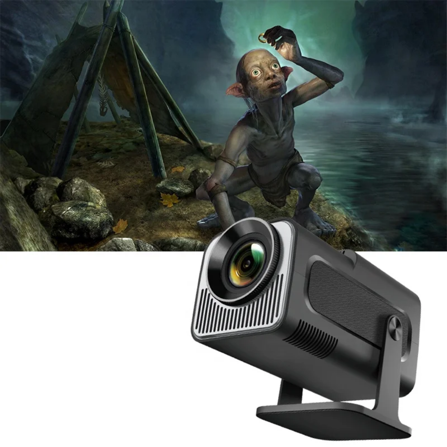 Smart Portable LED Home Theater Projector with Stand & Remote