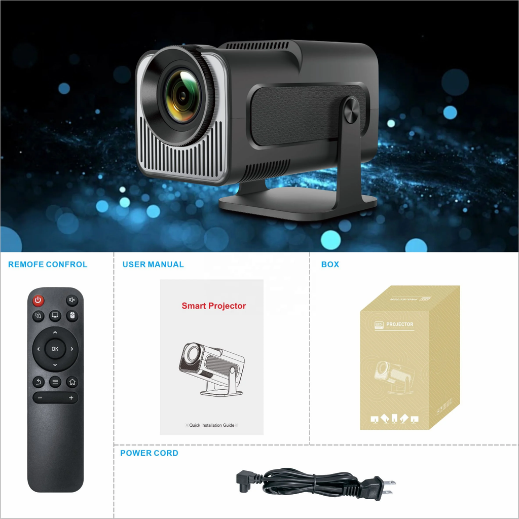 Smart Portable LED Home Theater Projector with Stand & Remote