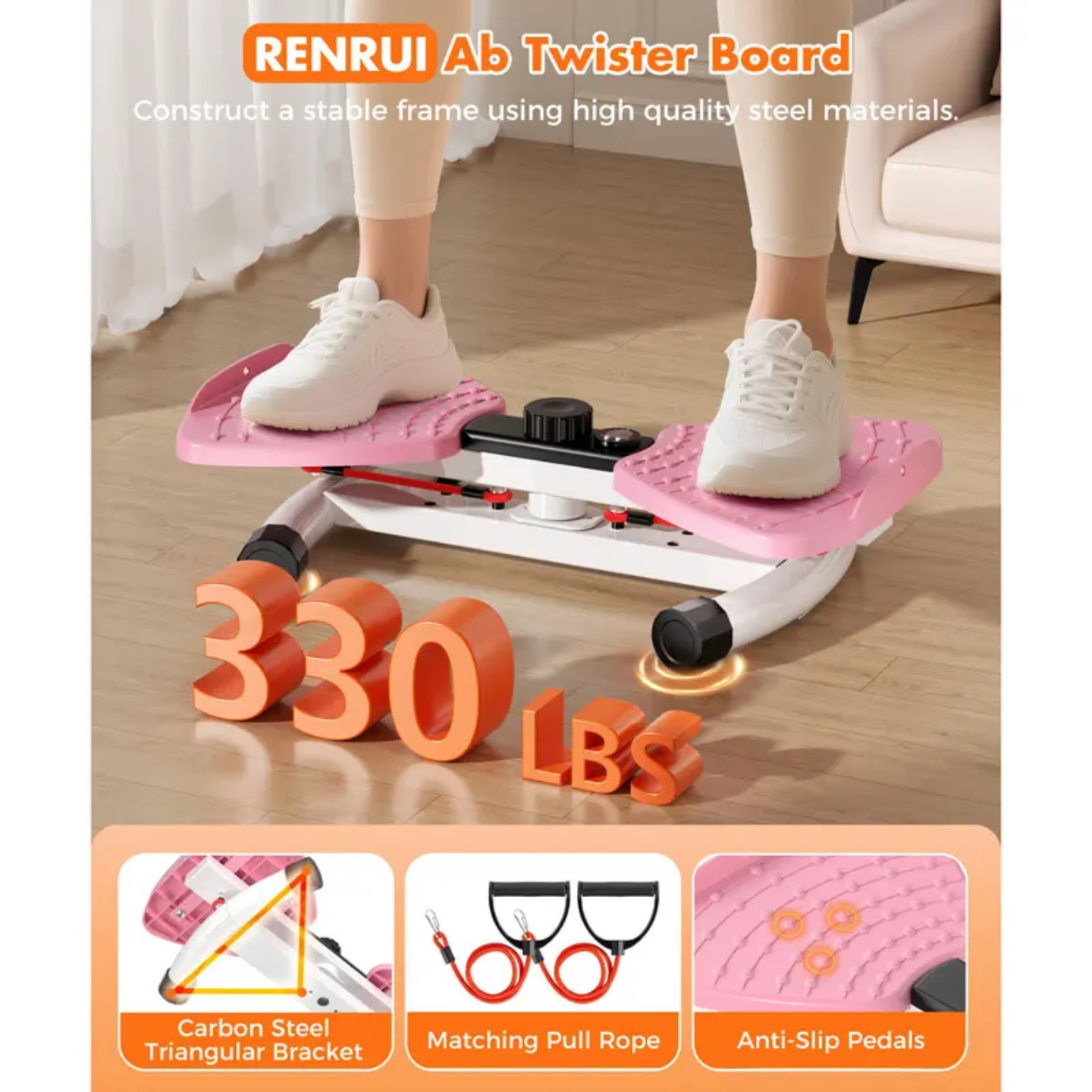 Dual-Platform Waist Twisting & Core Workout Machine with Resistance Bands