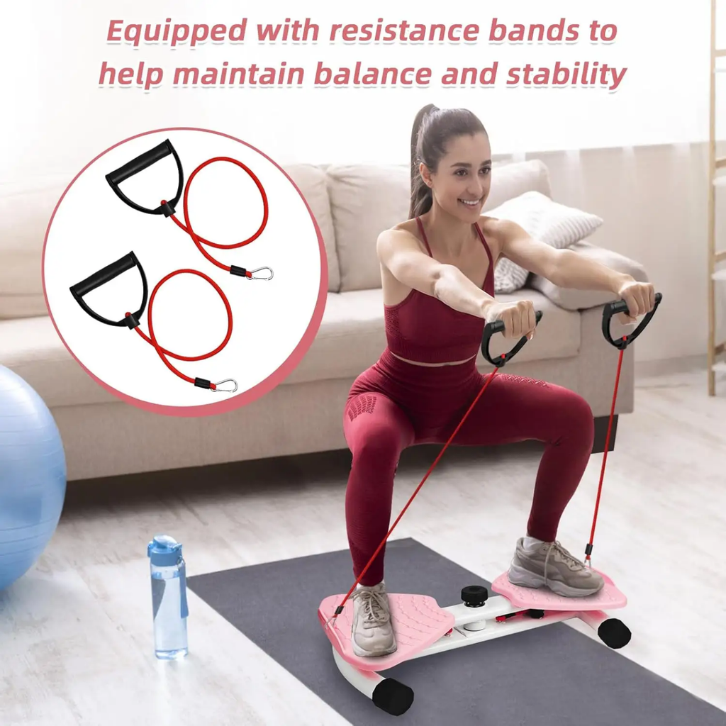 Dual-Platform Waist Twisting & Core Workout Machine with Resistance Bands