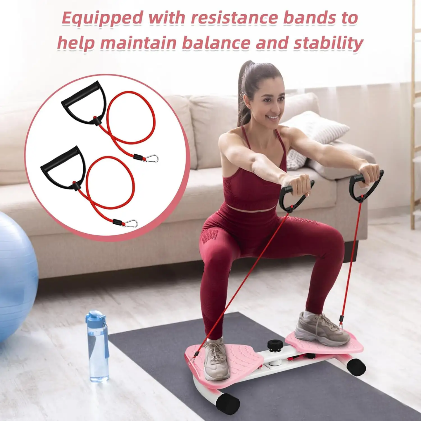 Dual-Platform Waist Twisting & Core Workout Machine with Resistance Bands