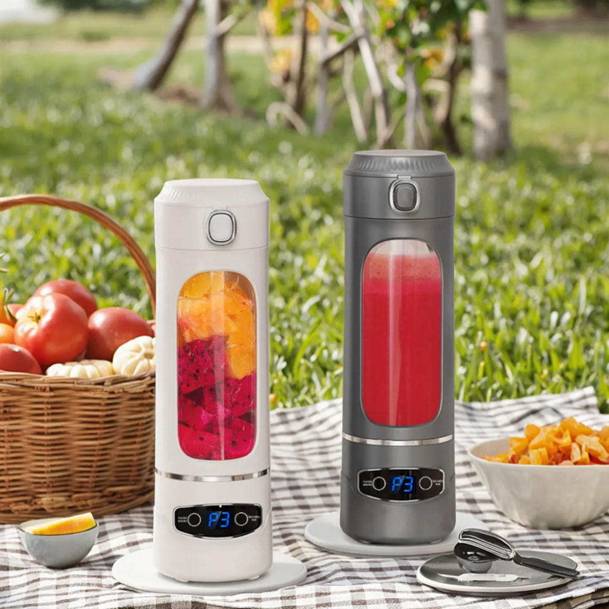 Digital Display Cordless Portable Fruit Blender & Juicer