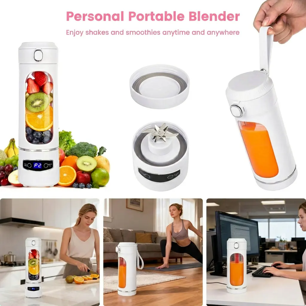 Digital Display Cordless Portable Fruit Blender & Juicer