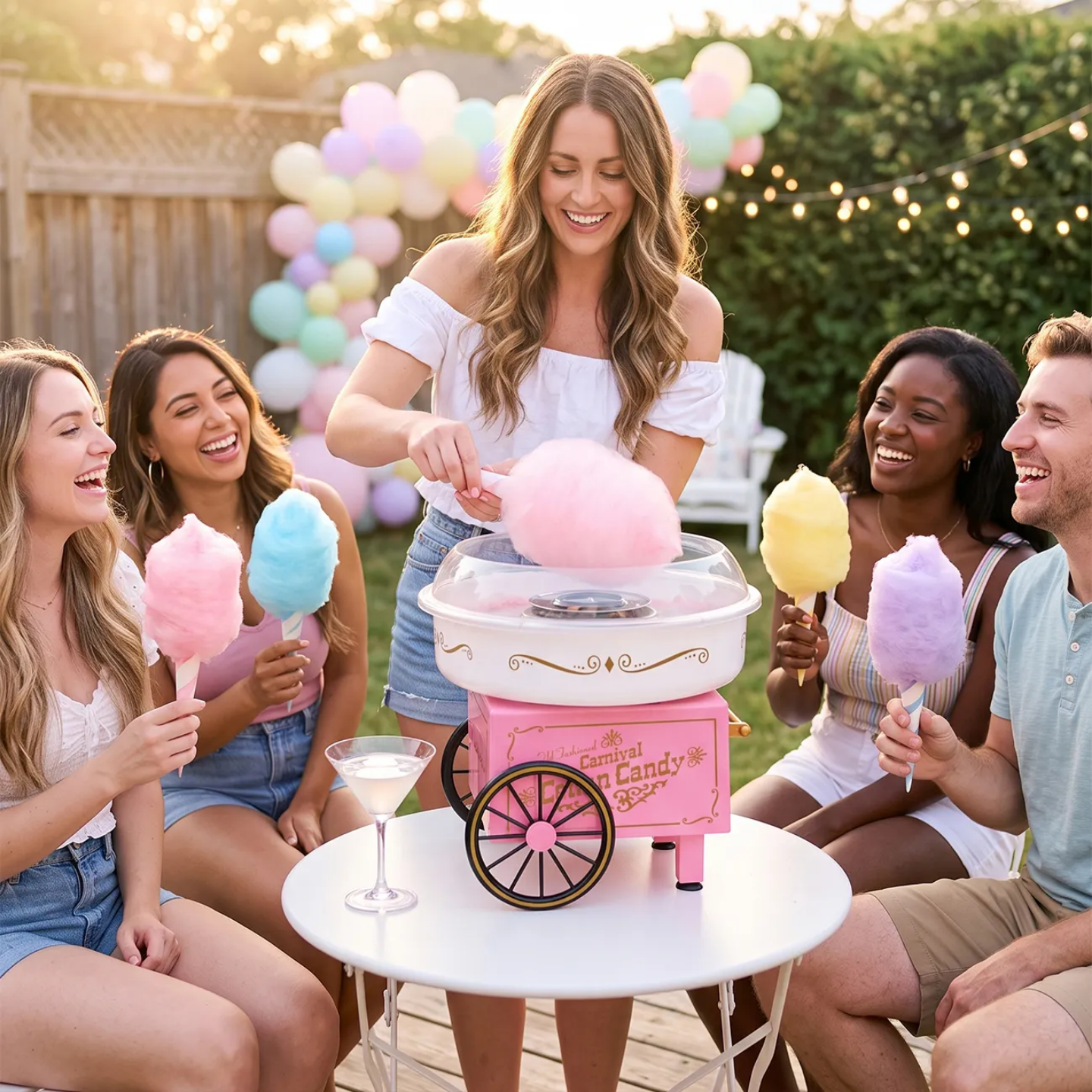 Vintage-Style Carnival Cotton Candy Maker Machine