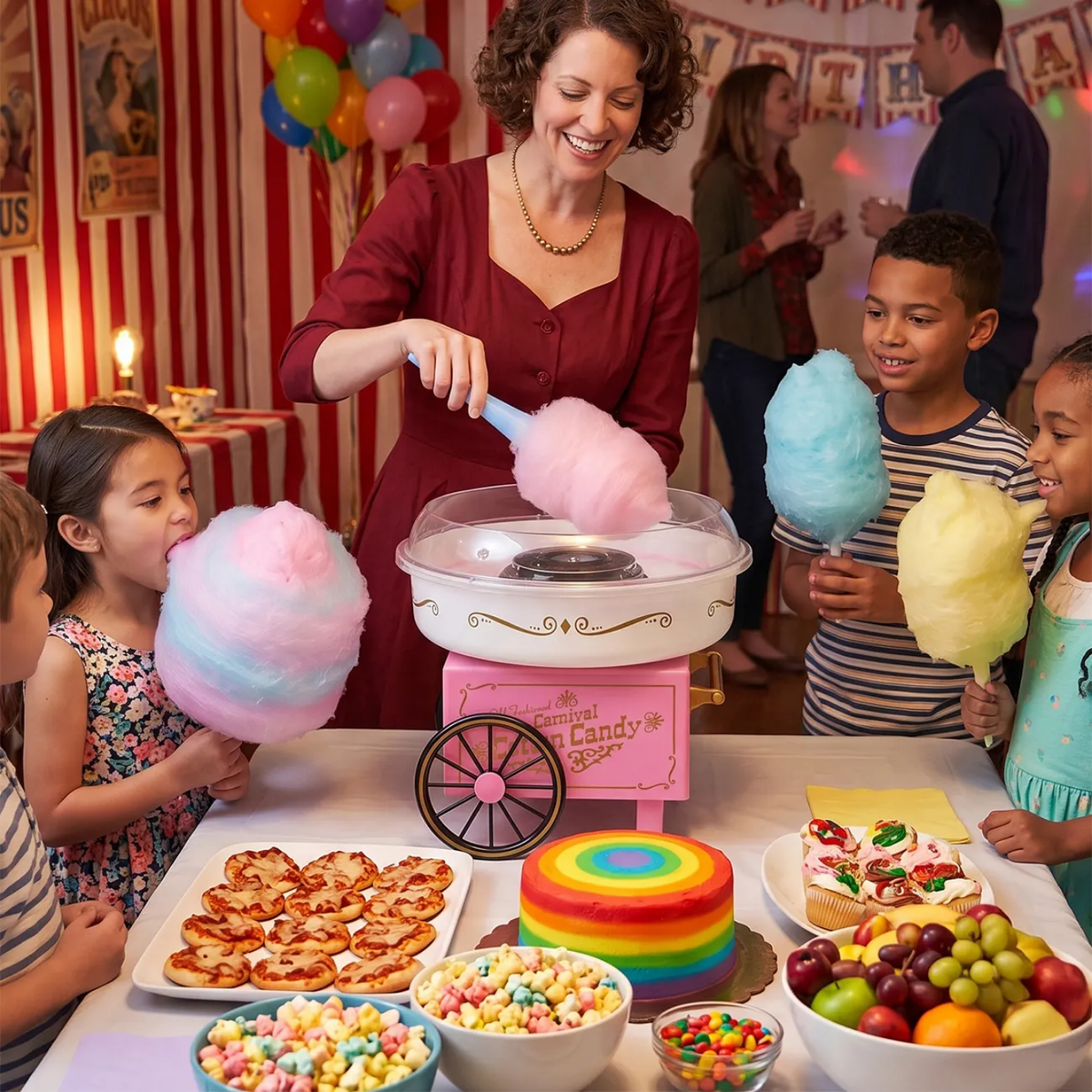 Vintage-Style Carnival Cotton Candy Maker Machine