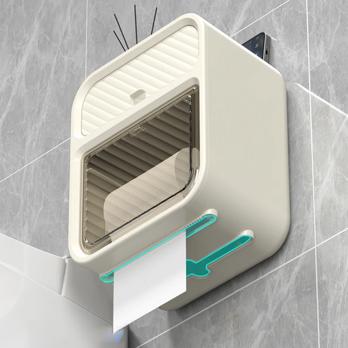 2-Layer Waterproof Wall-Mounted Tissue & Toilet Paper Storage Box