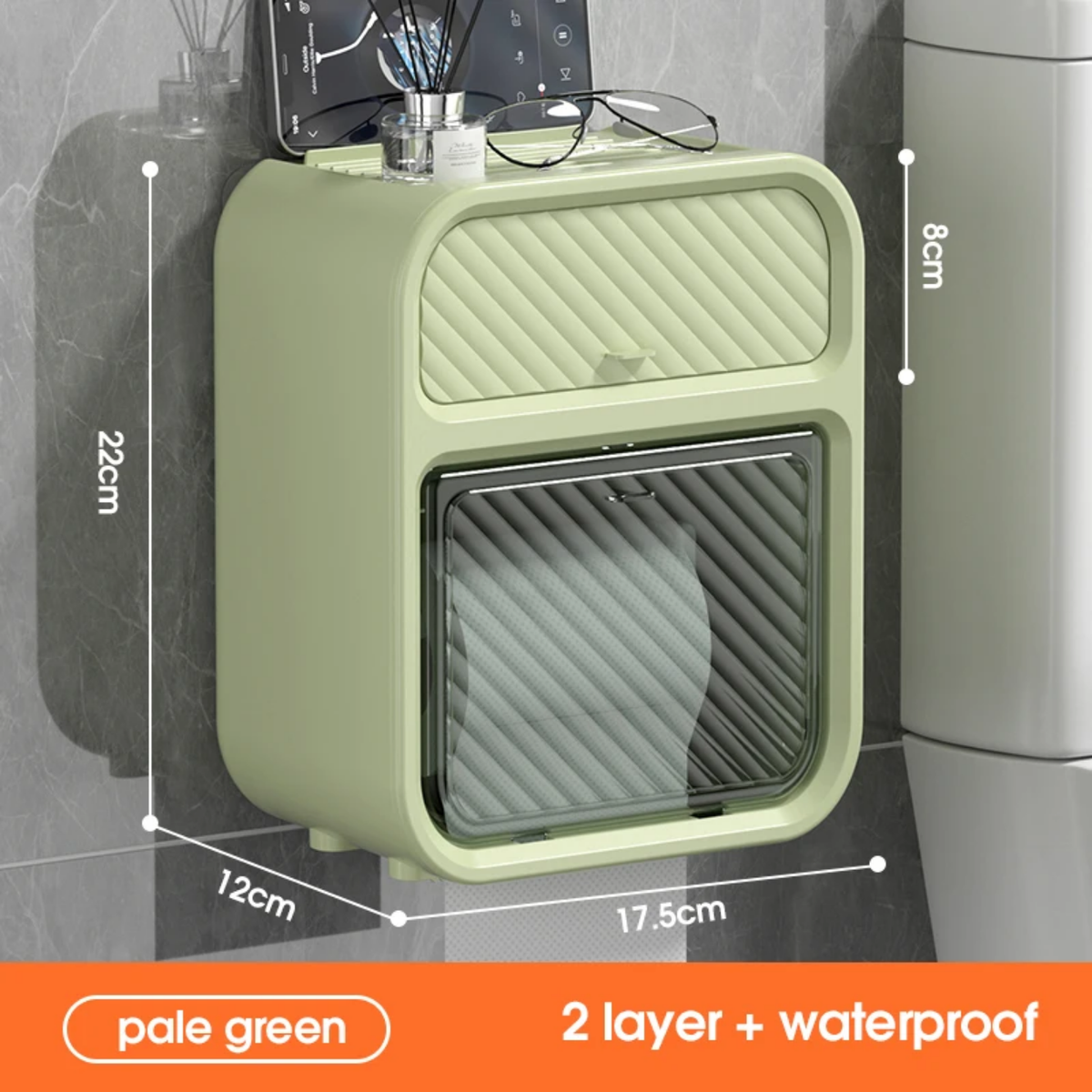 2-Layer Waterproof Wall-Mounted Tissue & Toilet Paper Storage Box