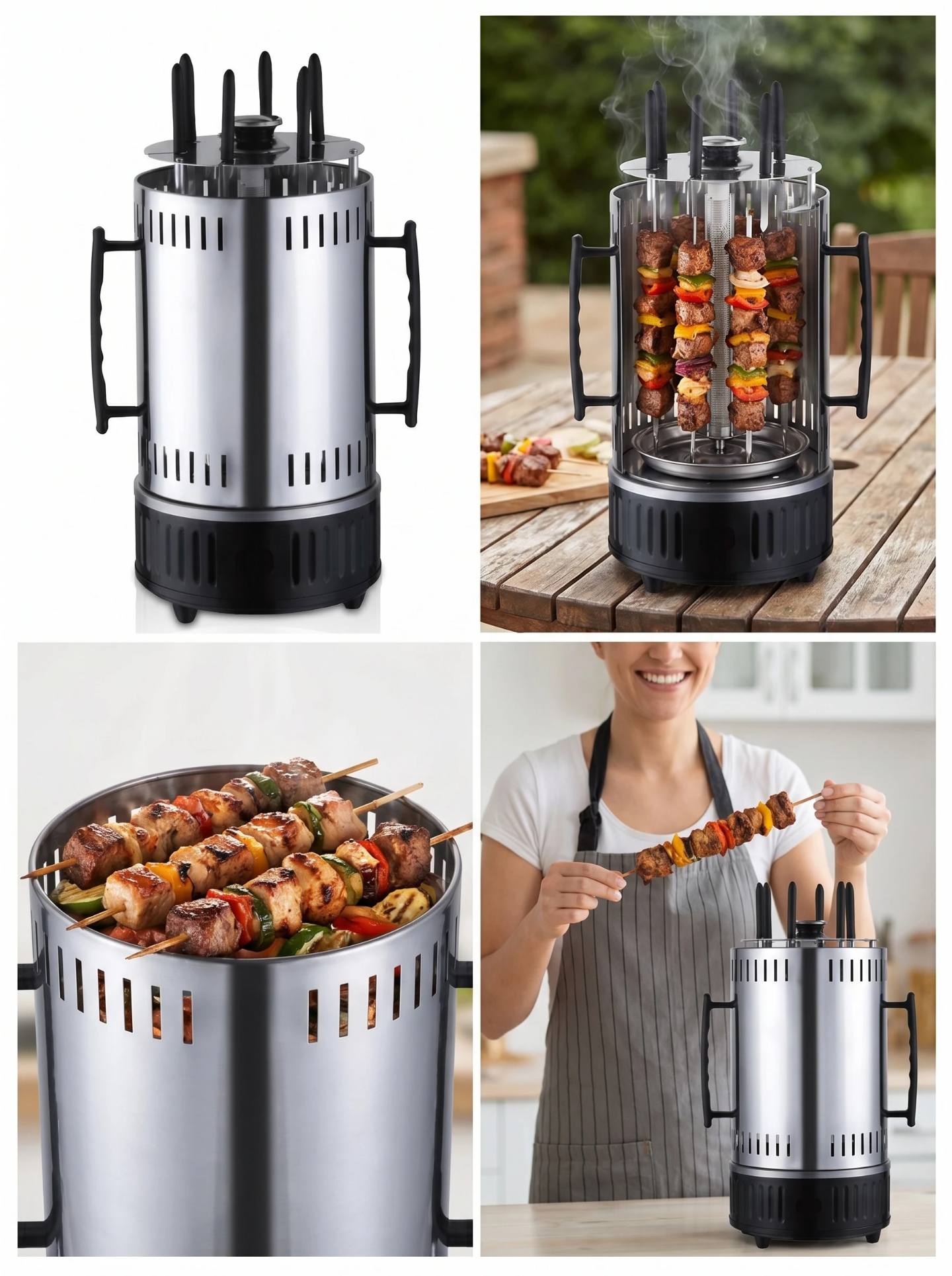 Vertical Electric Rotating Skewer & Barbecue Grill Machine