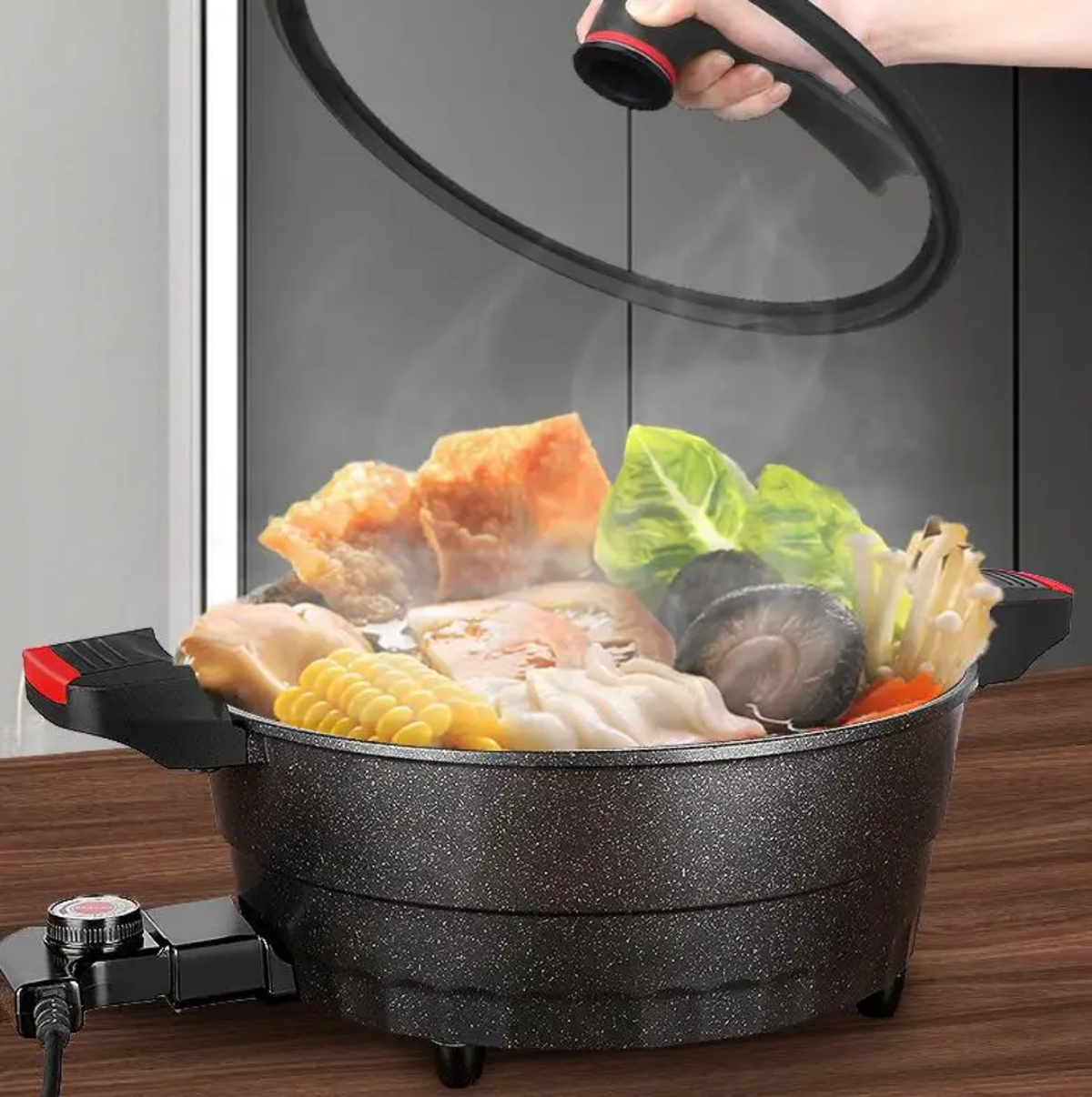 Multi-Functional Electric Hot Pot & Multi-Cooker with Steamer Tray