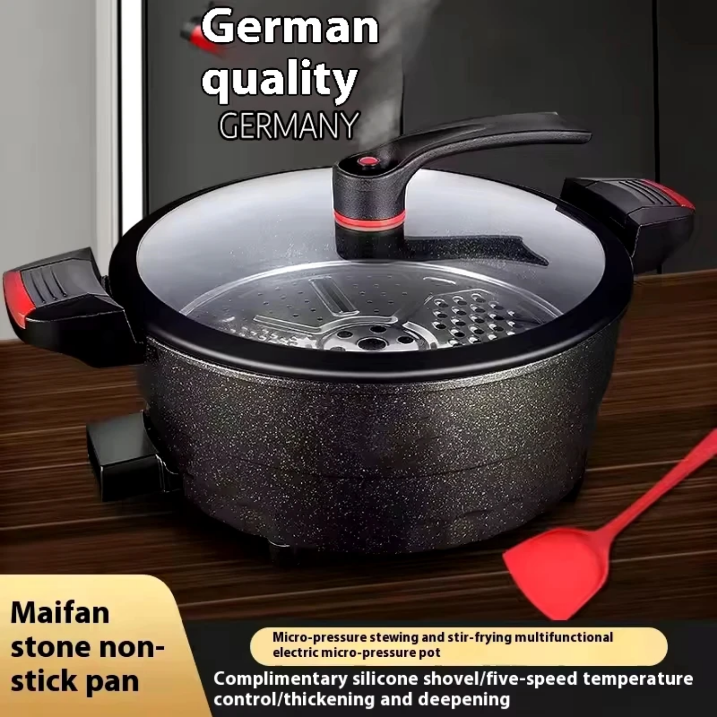 Multi-Functional Electric Hot Pot & Multi-Cooker with Steamer Tray
