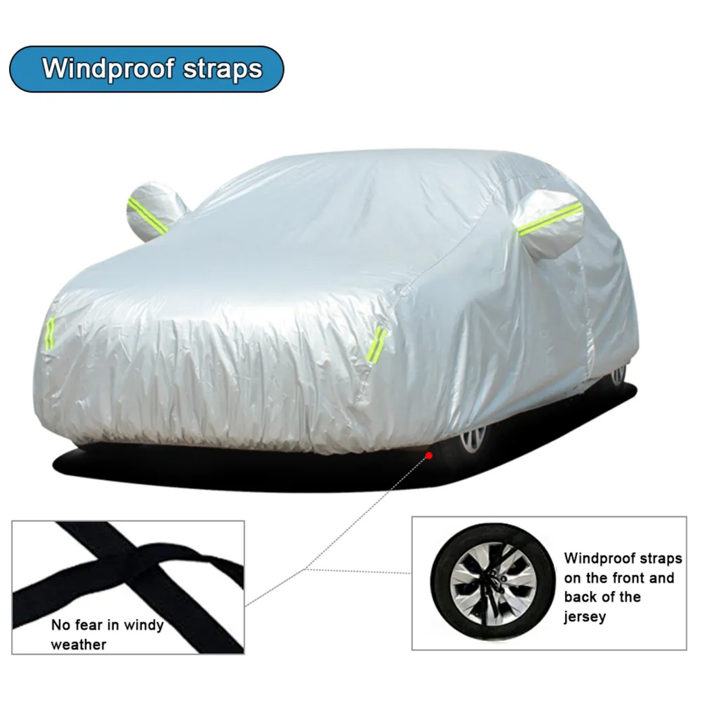 All-Weather Reflective Full Car Cover with Mirror Pockets