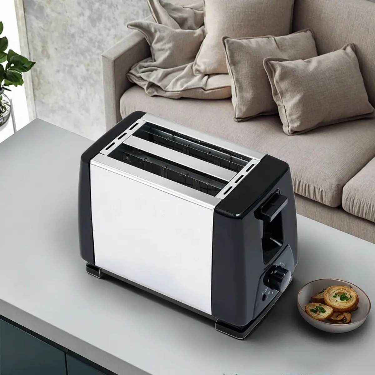 Stainless Steel 2-Slice Bread Toaster & Sandwich Maker