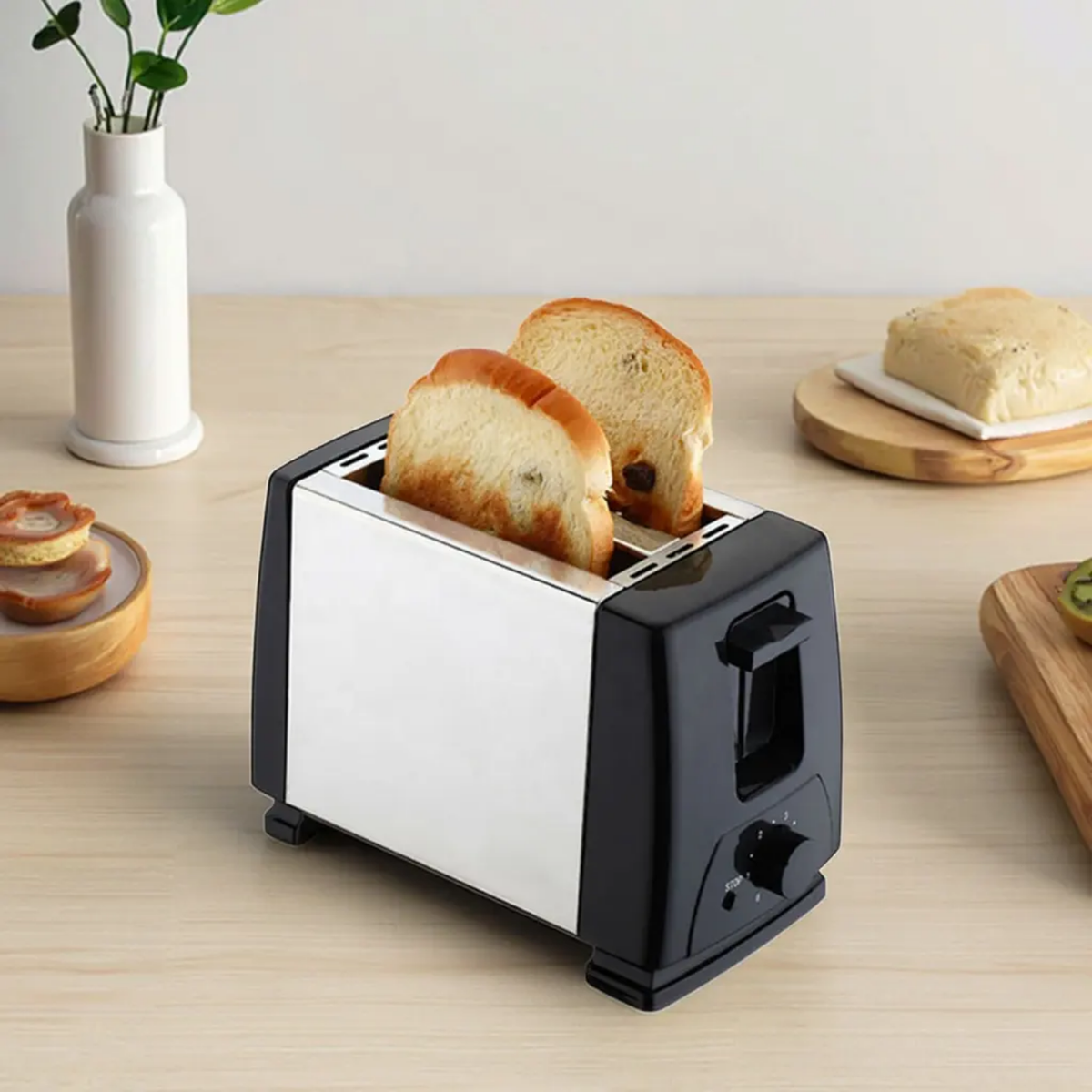 Stainless Steel 2-Slice Bread Toaster & Sandwich Maker