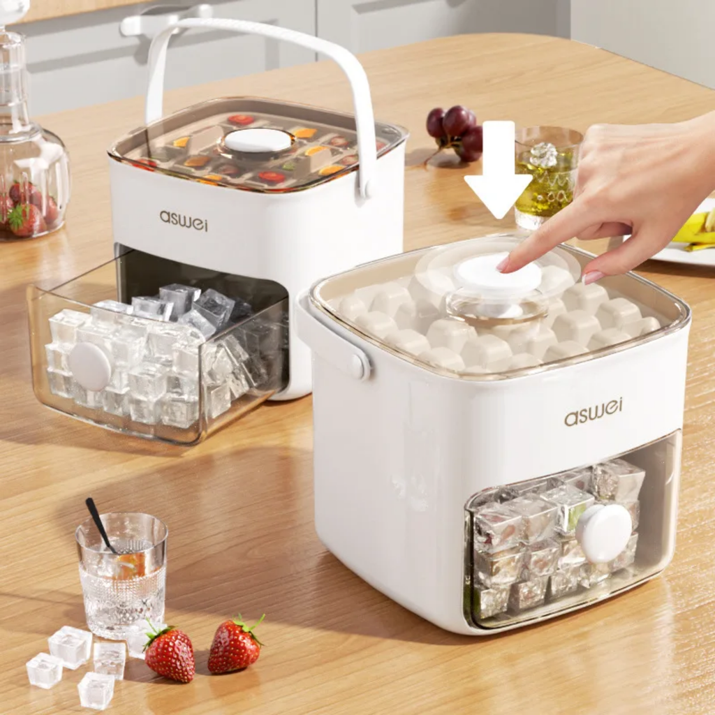 Press-Type Ice Cube Maker & Storage Box
