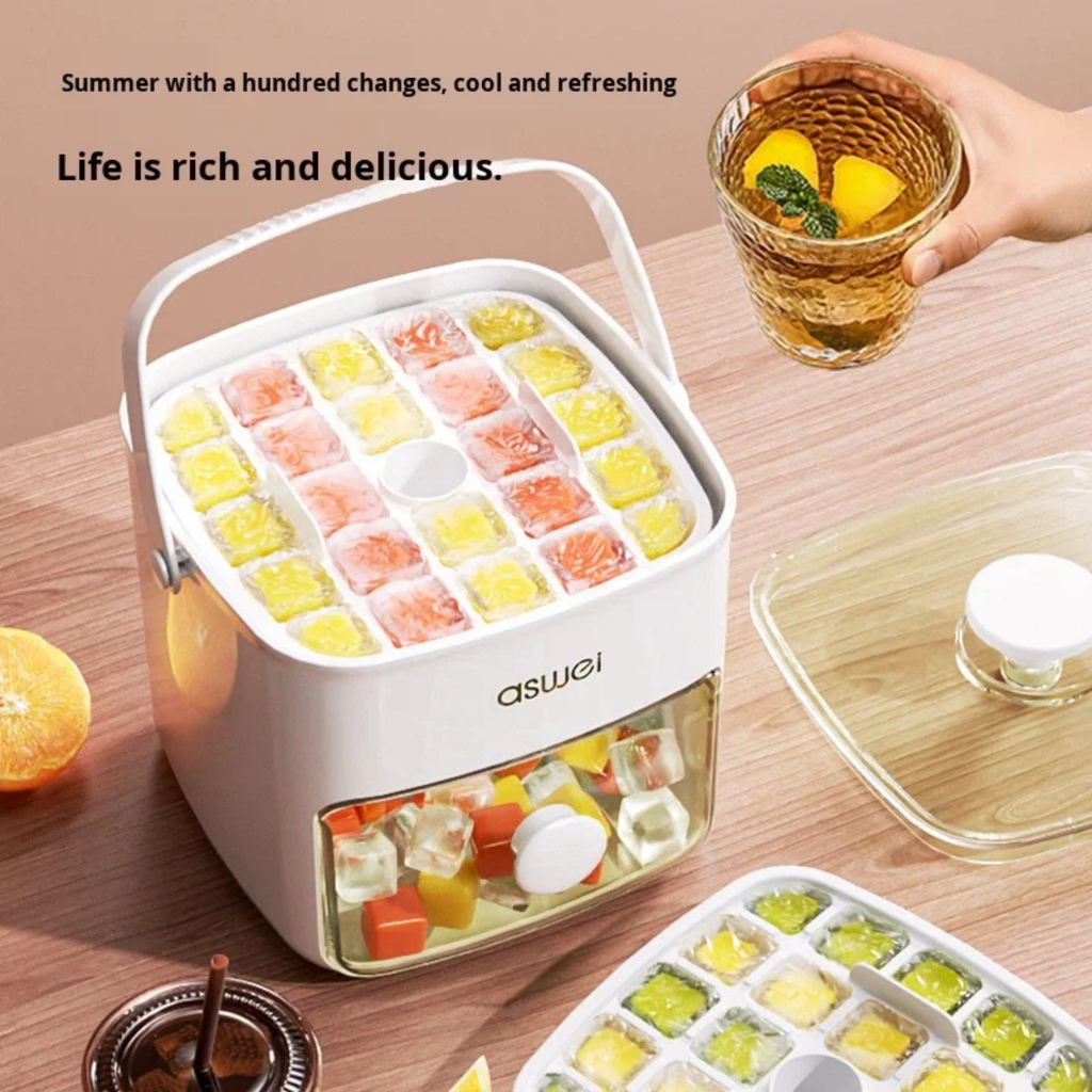 Press-Type Ice Cube Maker & Storage Box