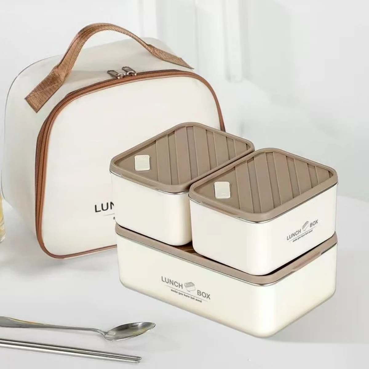 Multi-Compartment Insulated Bento Lunch Box Set with Bag
