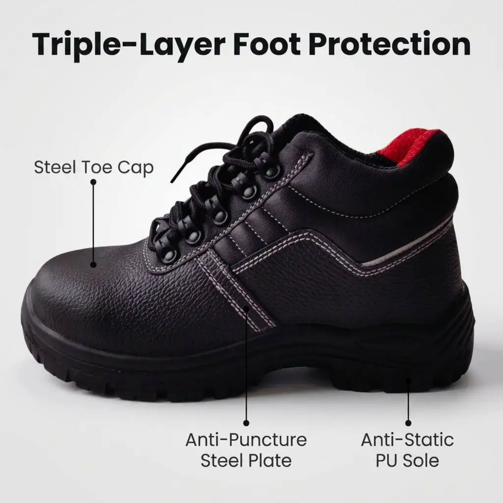 Heavy-Duty Steel Toe Safety Work Boots