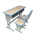 Double Student Desk and Chair Set with Storage Compartment