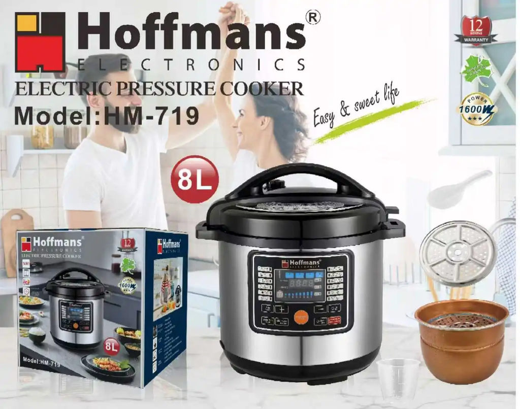 Hoffmans HM-719 Electric Pressure Cooker (8L, 1600W)