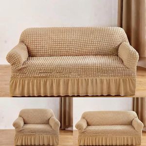 Stretchy Jacquard Sofa Slipcover with Elegant Ruffled Skirt