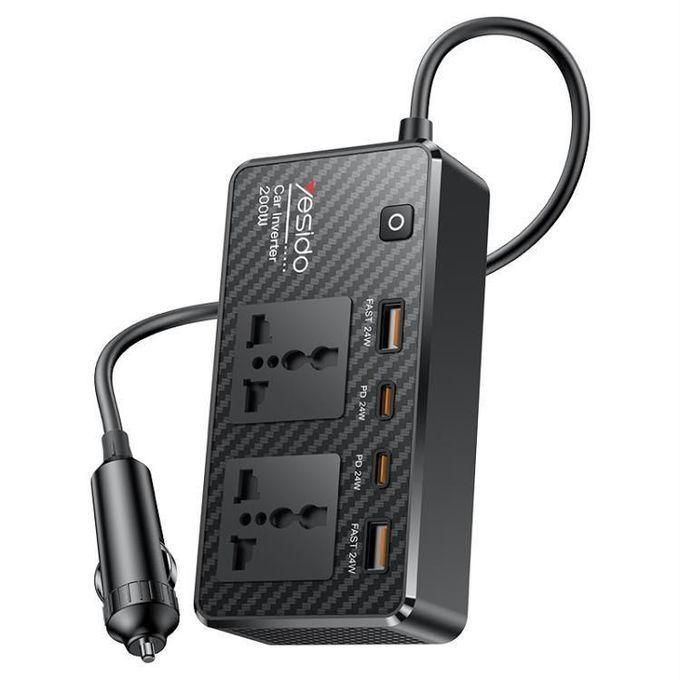 Yesido 200W Multifunctional Car Power Inverter & Fast Charger Hub